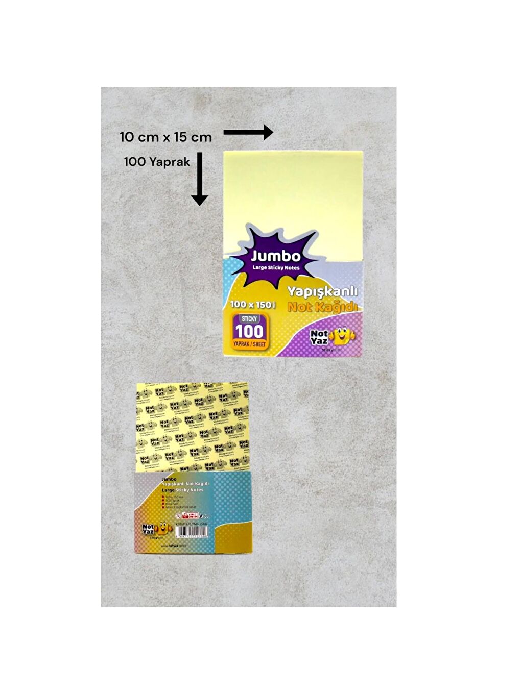 100x150 100 Yaprak Yapışkanlı Çizgisiz Not Kağıdı Sarı (YNK-1506)