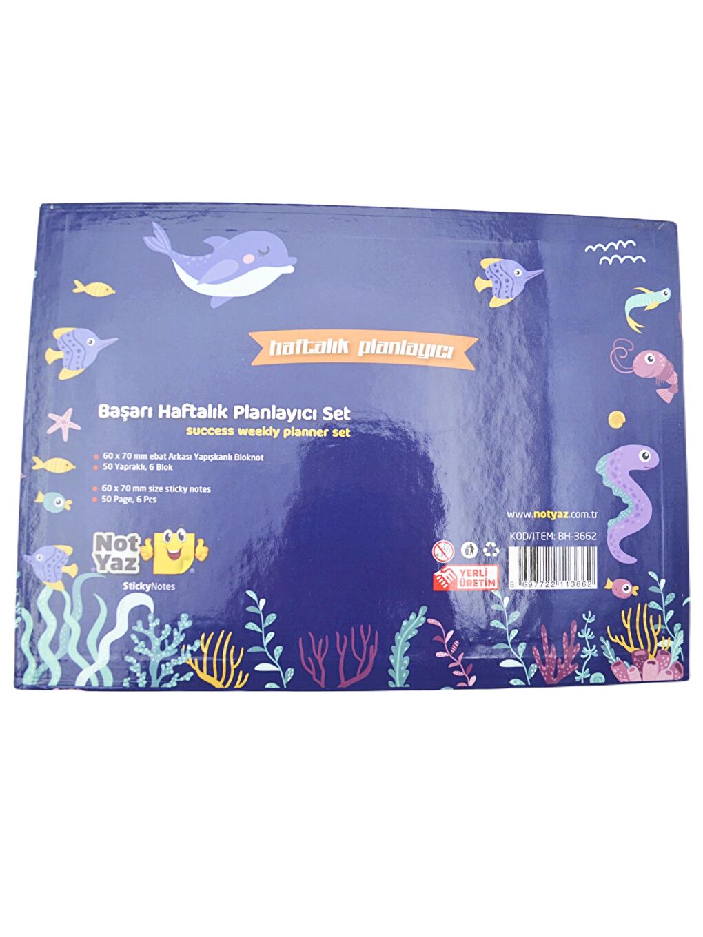 29x21 50 Yaprak 6 Blok Başarı Haftalık Planlayıcı Deniz Hayvanları (BH-3662)-1