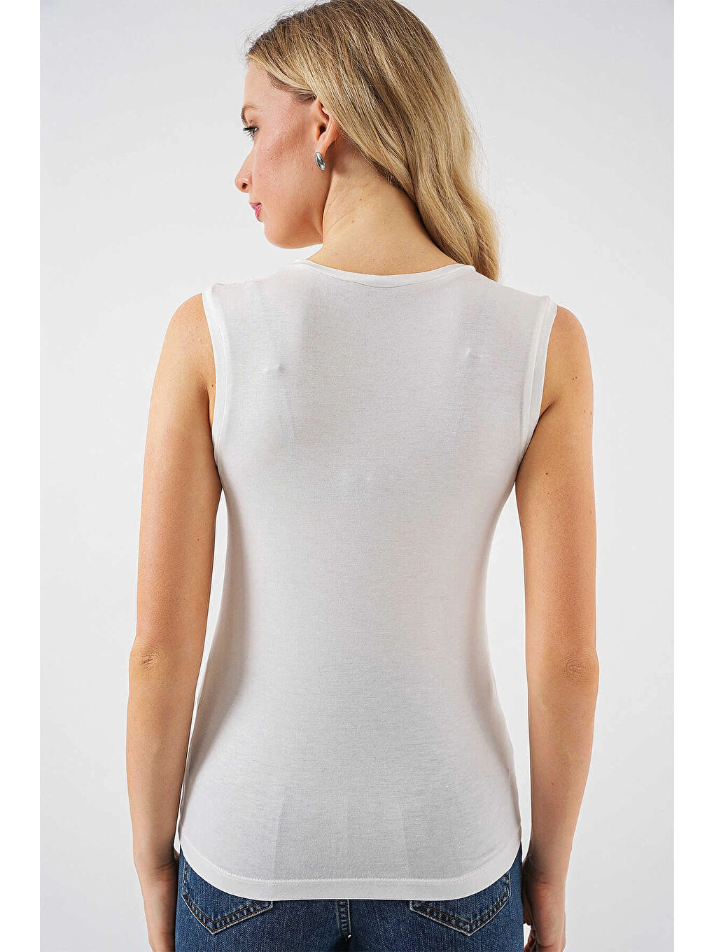 Kadın Ekru Basic Sıfır Kol Body HZL25S-BD143471-4