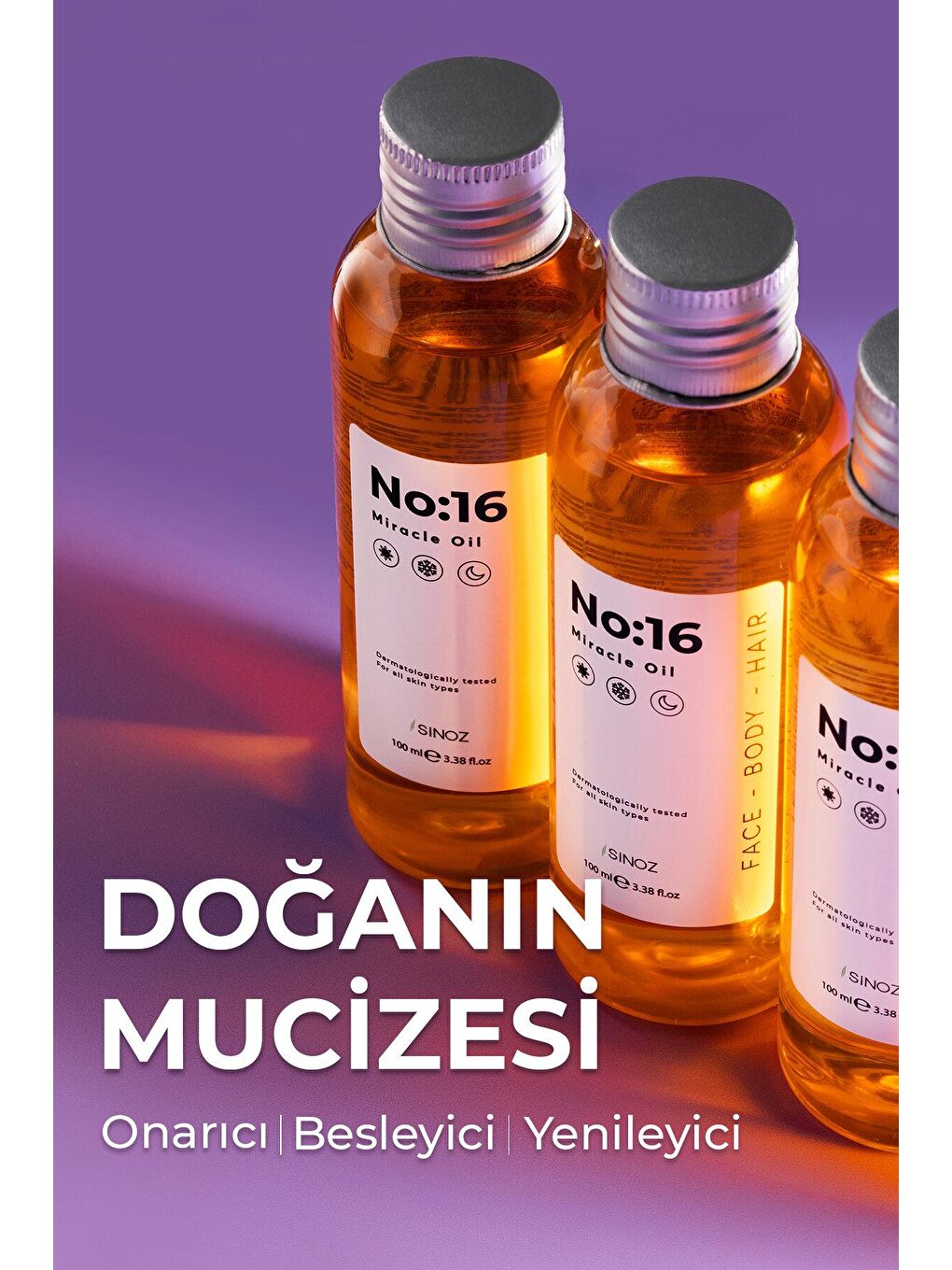 Sinoz Şeffaf No:16 Nemlendirici Besleyici Yenileyici Işıltı Verici Mucizevi Onarıcı Bakım Yağı 100 ML - 1