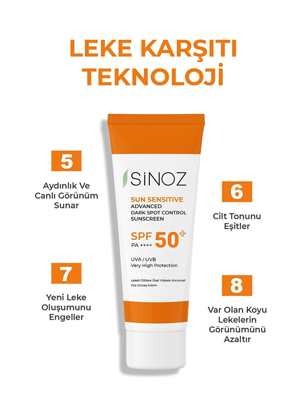 Sinoz Şeffaf SPF 50+ Aydınlatıcı Etkili Yüksek Koruyucu Niacinamide İçeren Yüz Güneş Kremi 50 ml - 2