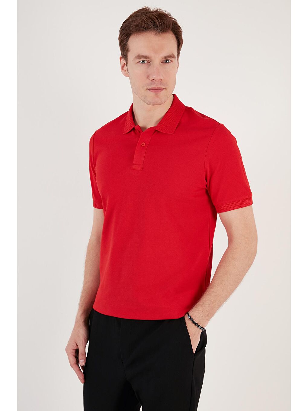 Buratti Kırmızı Pamuklu Regular Fit Düğmeli Polo Yaka T Shirt 5902739 - 2