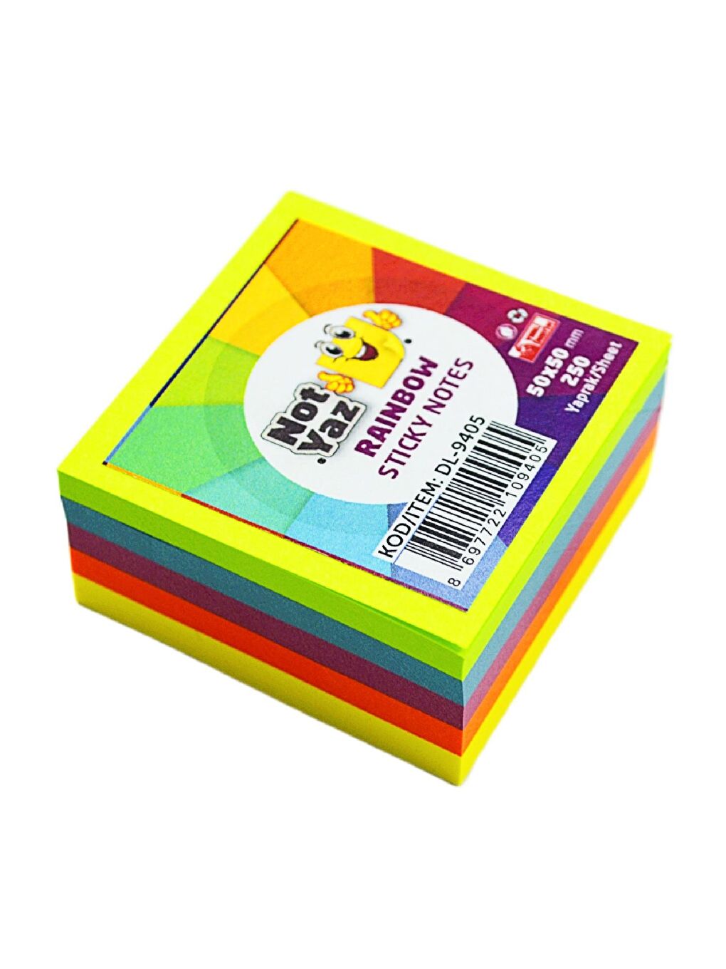 50x50 mm Yapışkanlı Rainbow Mini Küp Not 250 Yaprak (DL-9343)