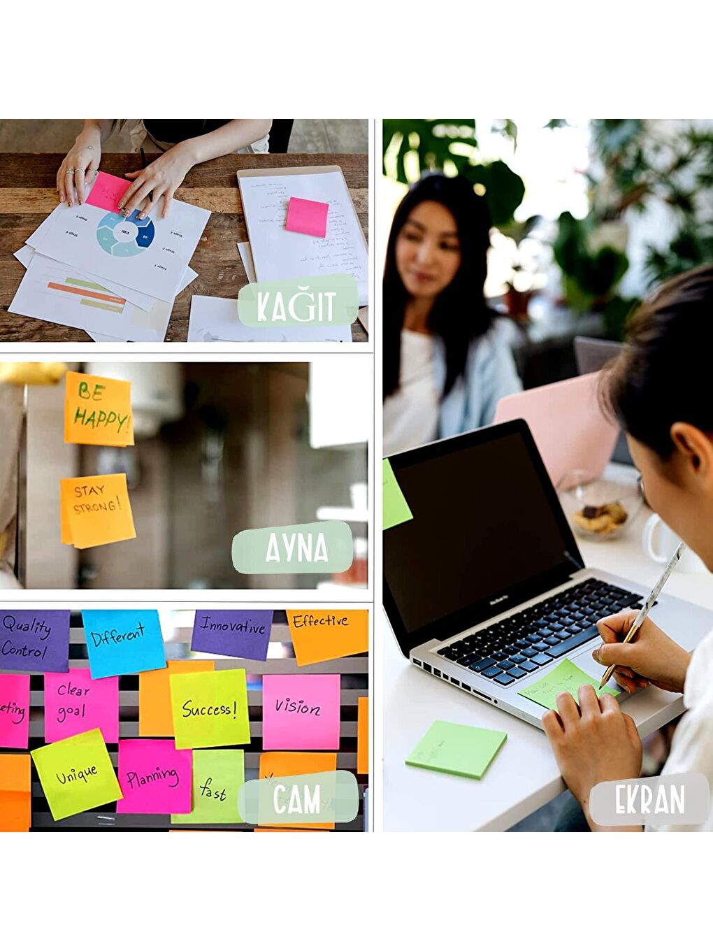 50x75 mm Neon Renk Sticky Yapışkanlı Not Kağıdı 100 Yaprak (656N) 4 Adet-6