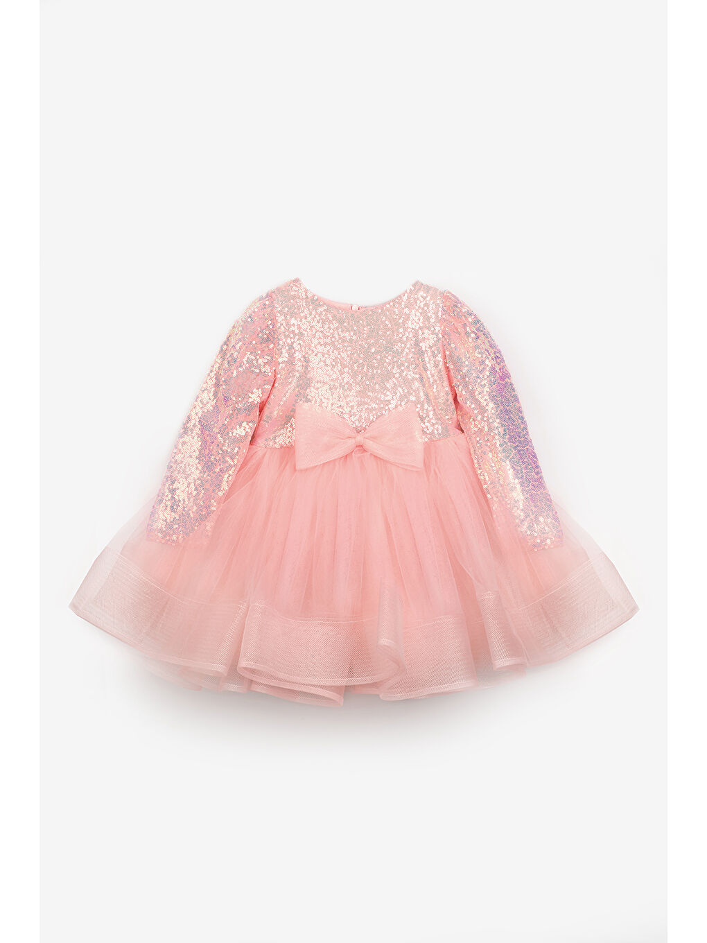 Pembe Pullu Grenli Fiyonk Detaylı Kız Çocuk Elbise - Irene-4