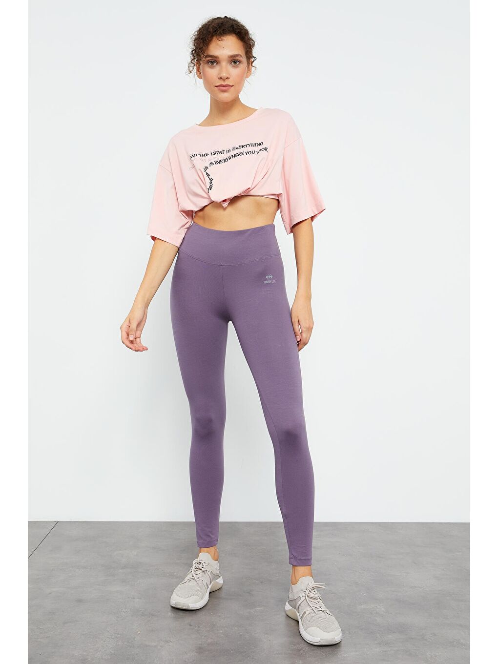 Mor Eflatun Yüksek Bel Toparlayıcı Slim Fit Dar Paça Kadın Tayt - 94011-2