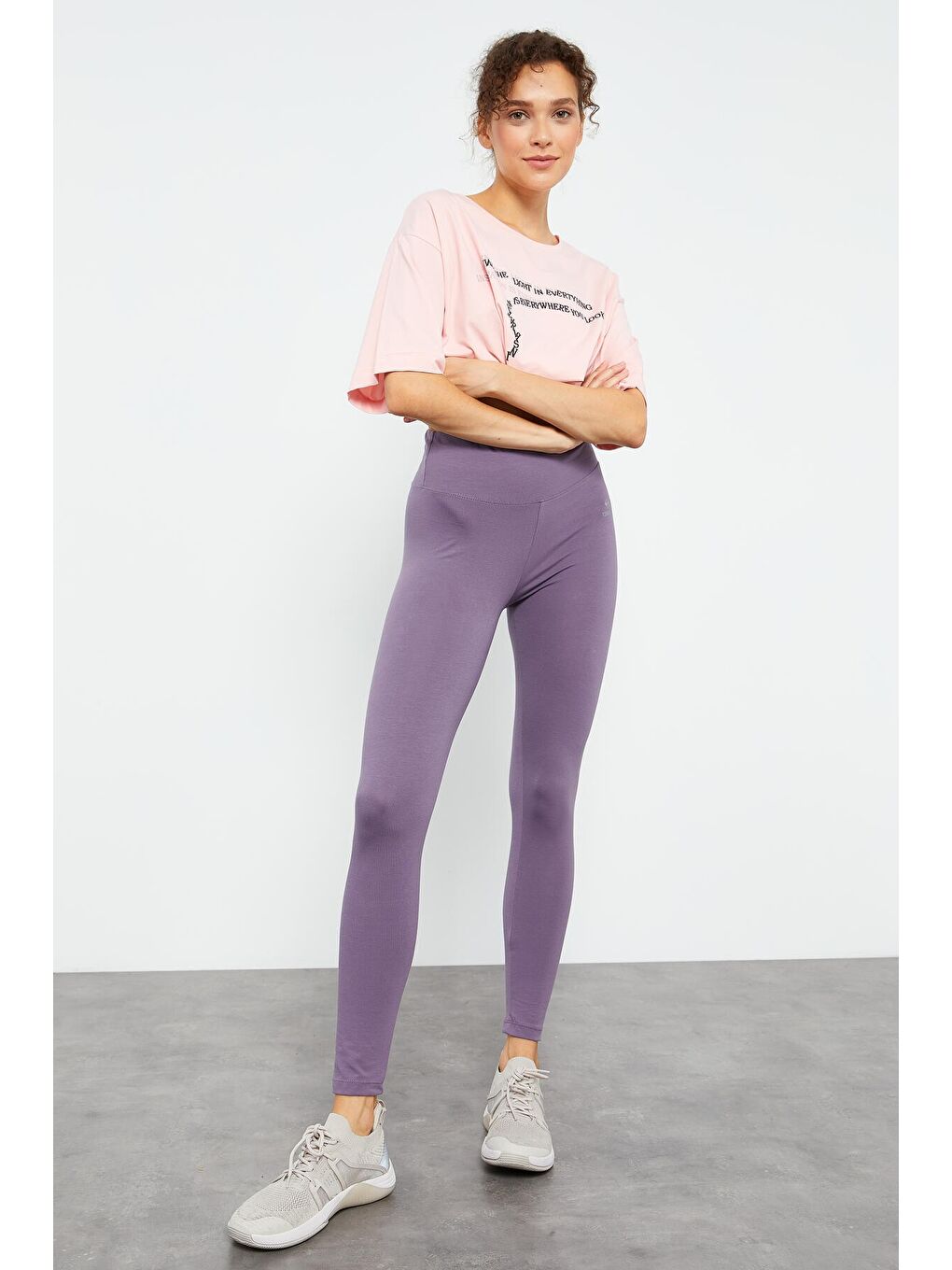 Mor Eflatun Yüksek Bel Toparlayıcı Slim Fit Dar Paça Kadın Tayt - 94011-4