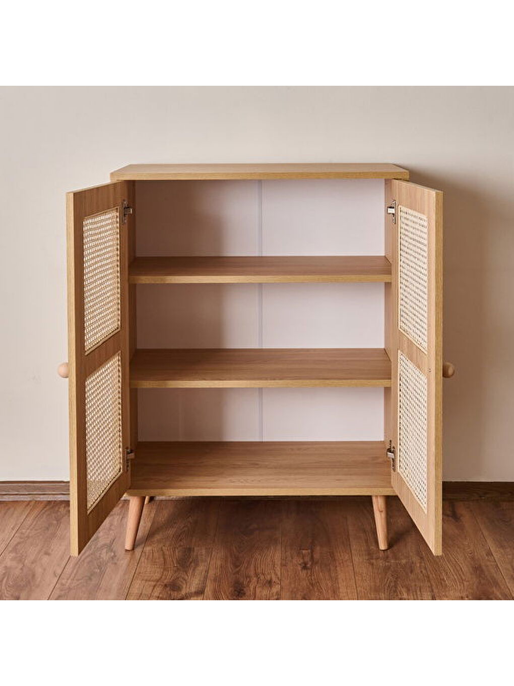 Kahverengi 2 Kapaklı Hazeran Çok Amaçlı Dolap - Safir Meşe - 80 cm-2