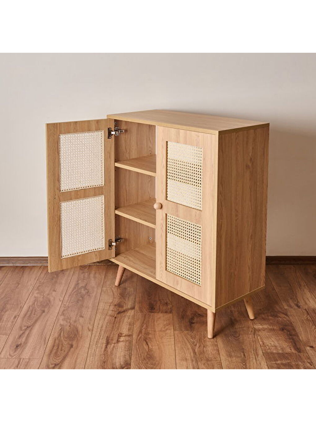 Kahverengi 2 Kapaklı Hazeran Çok Amaçlı Dolap - Safir Meşe - 80 cm-5