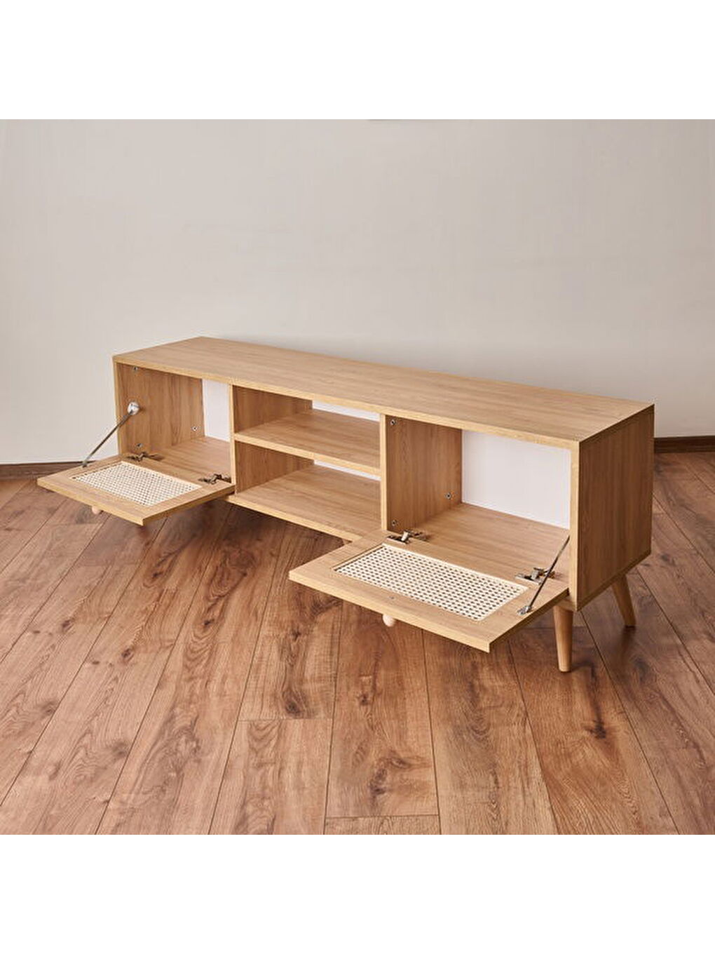 Kahverengi 2 Kapaklı Hazeran Tv Ünitesi - Safir Meşe - 160 cm-3