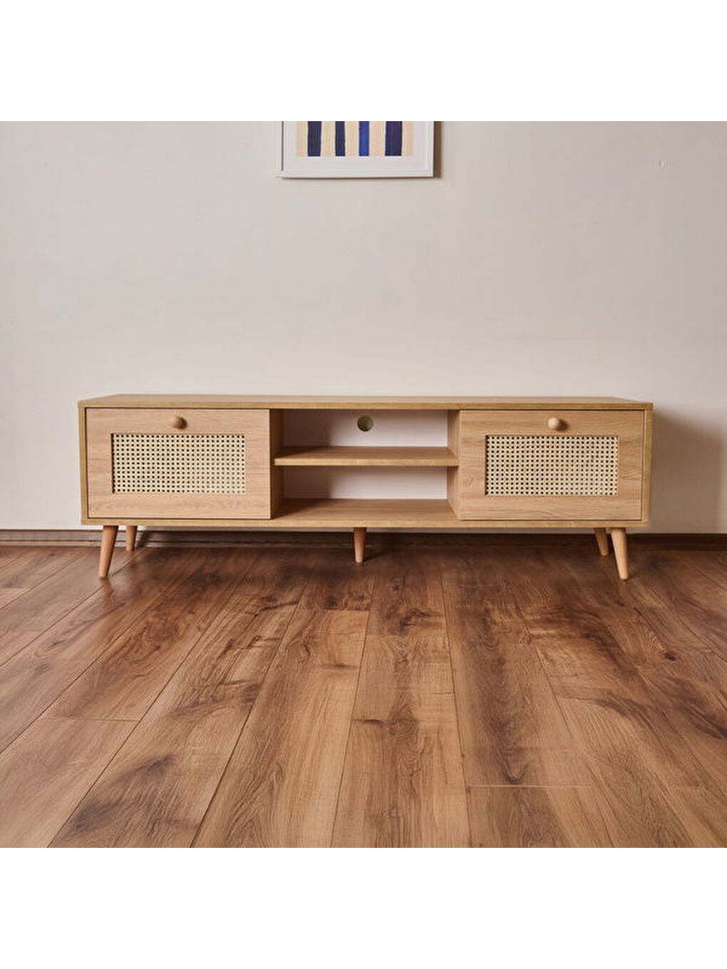 Kahverengi 2 Kapaklı Hazeran Tv Ünitesi - Safir Meşe - 160 cm-5