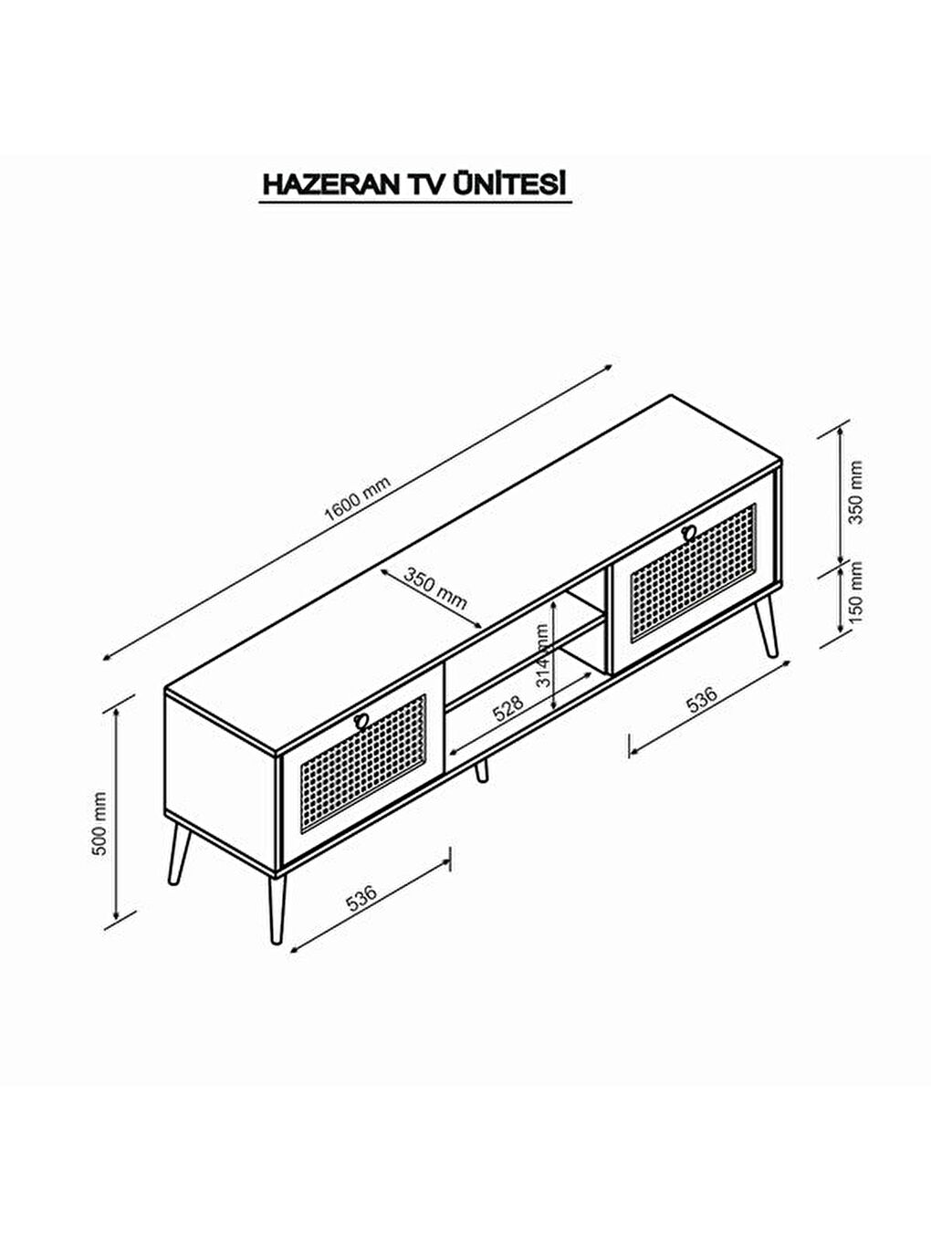 Kahverengi 2 Kapaklı Hazeran Tv Ünitesi - Safir Meşe - 160 cm-7