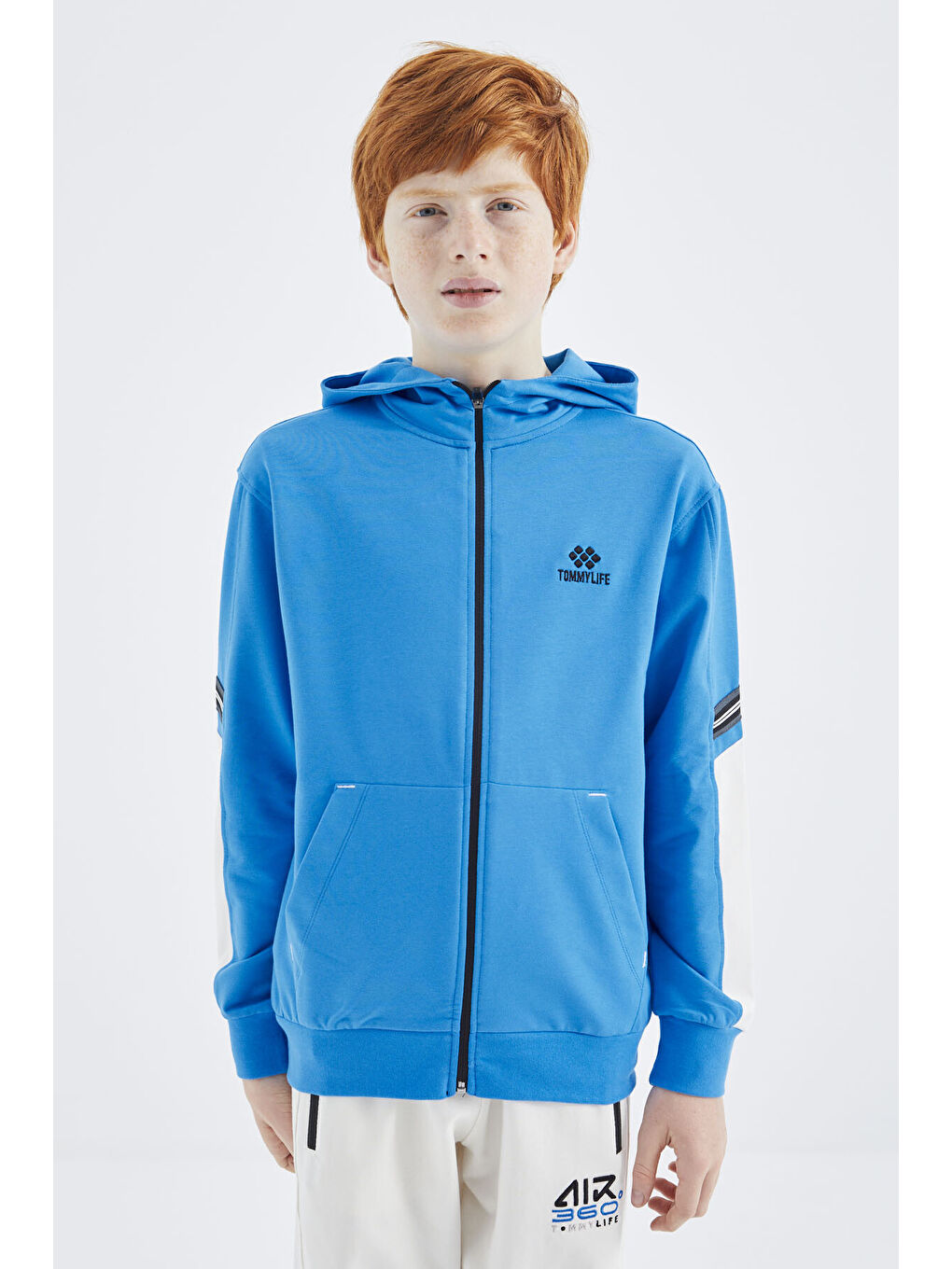 Mavi Saks Fermuarlı Erkek Çocuk Sweatshirt - 11180-3