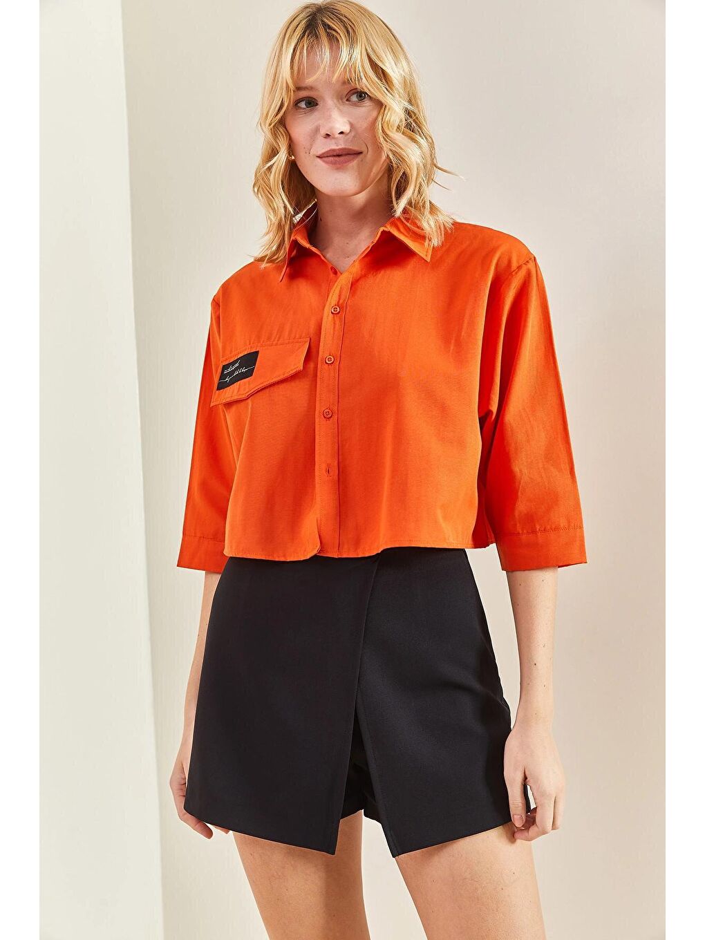 Siyah Kadın Şortlu Mini Etek-1