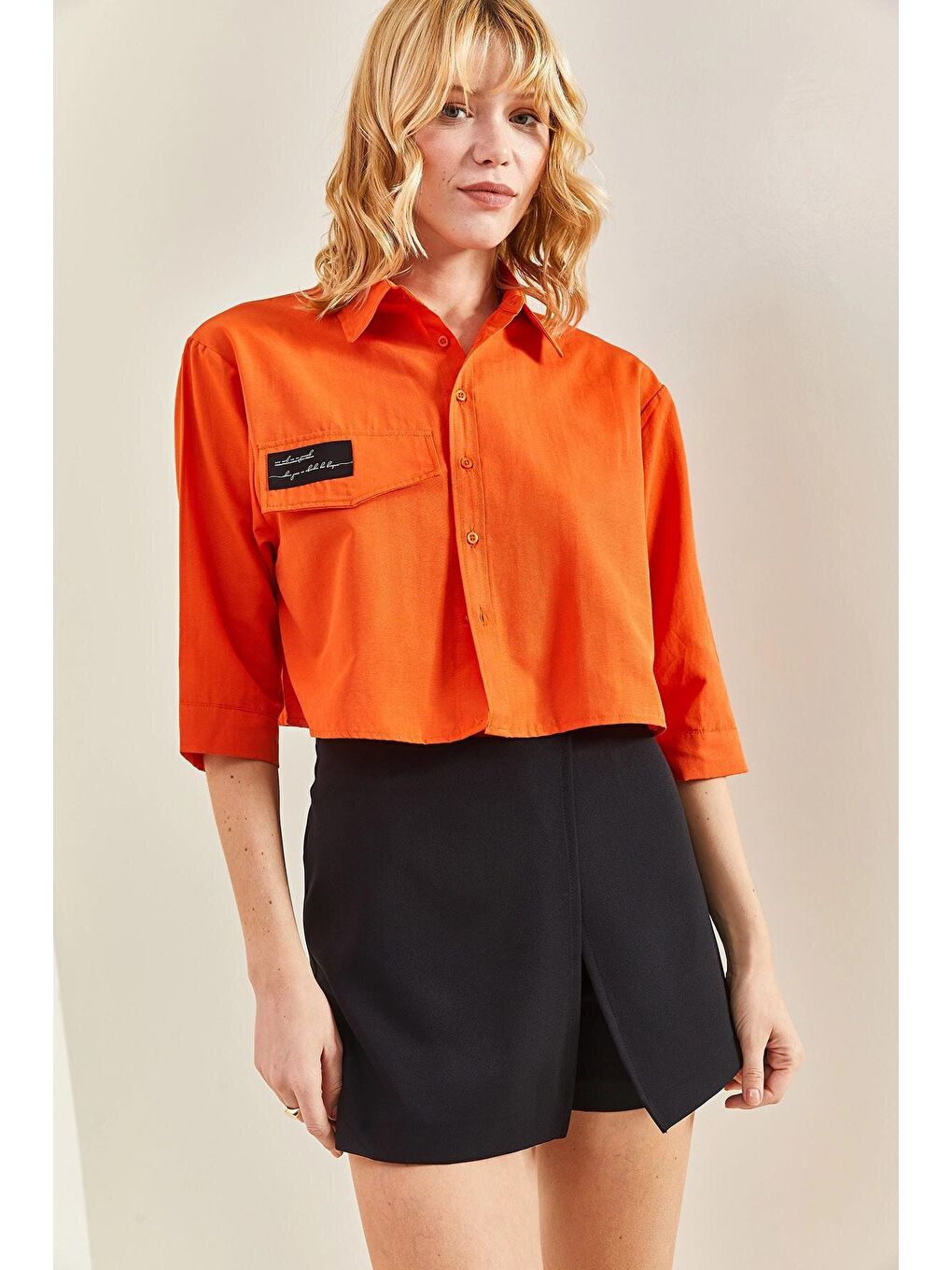 Siyah Kadın Şortlu Mini Etek-3