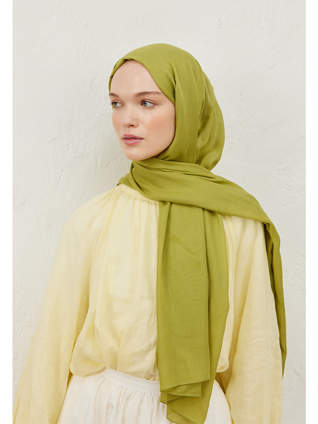 Yeşil Rami Viskon Şal Matcha-5