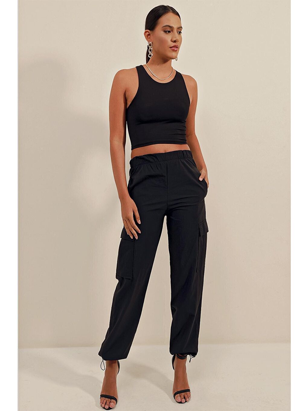 6581 Paraşüt Pantolon - Siyah-2