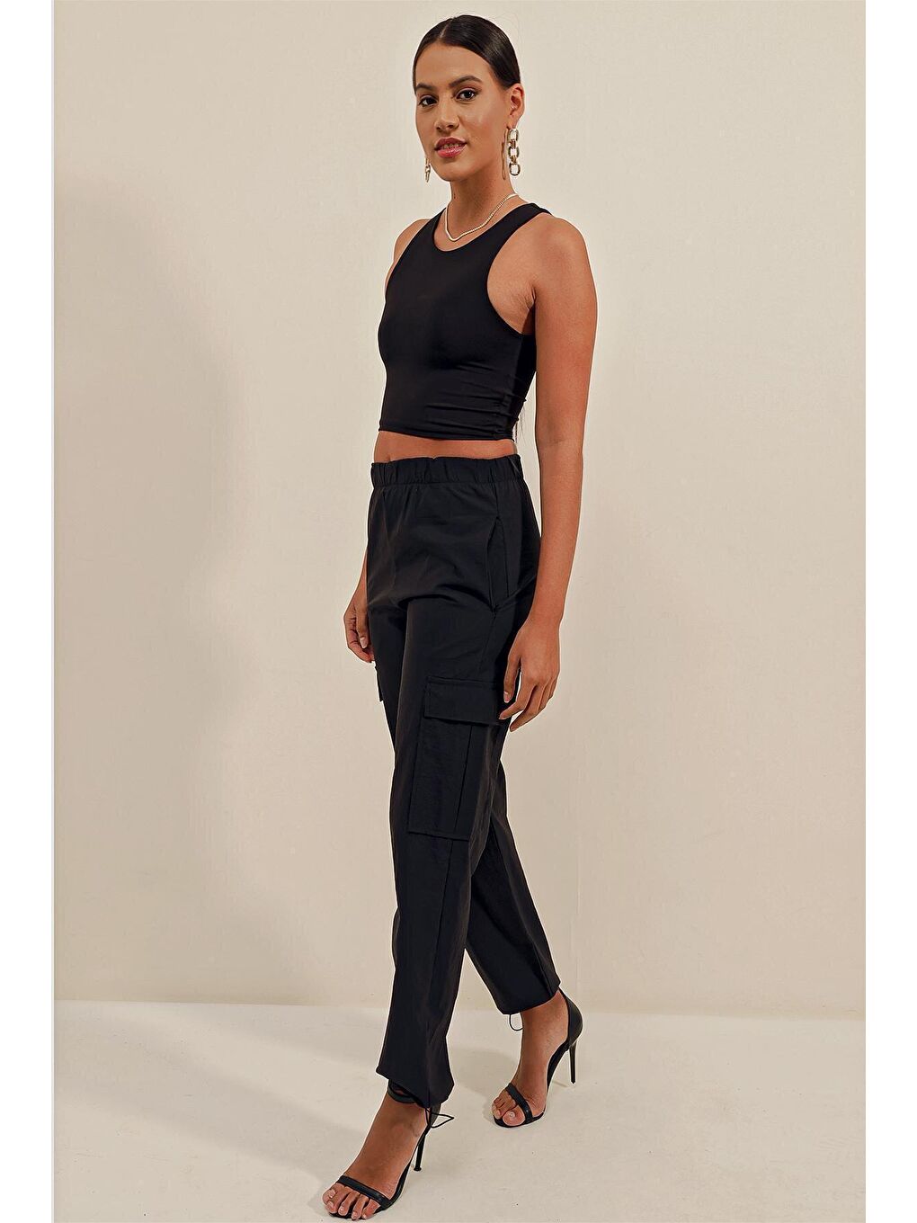 6581 Paraşüt Pantolon - Siyah-3