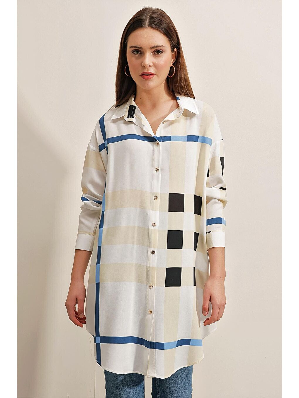 5599 Desenli Tunik - A.Lacivert