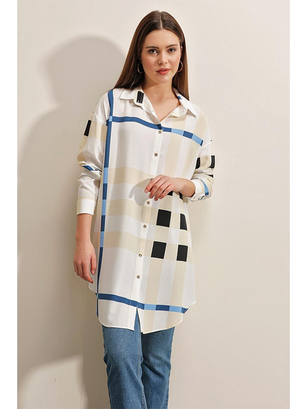 5599 Desenli Tunik - A.Lacivert-1