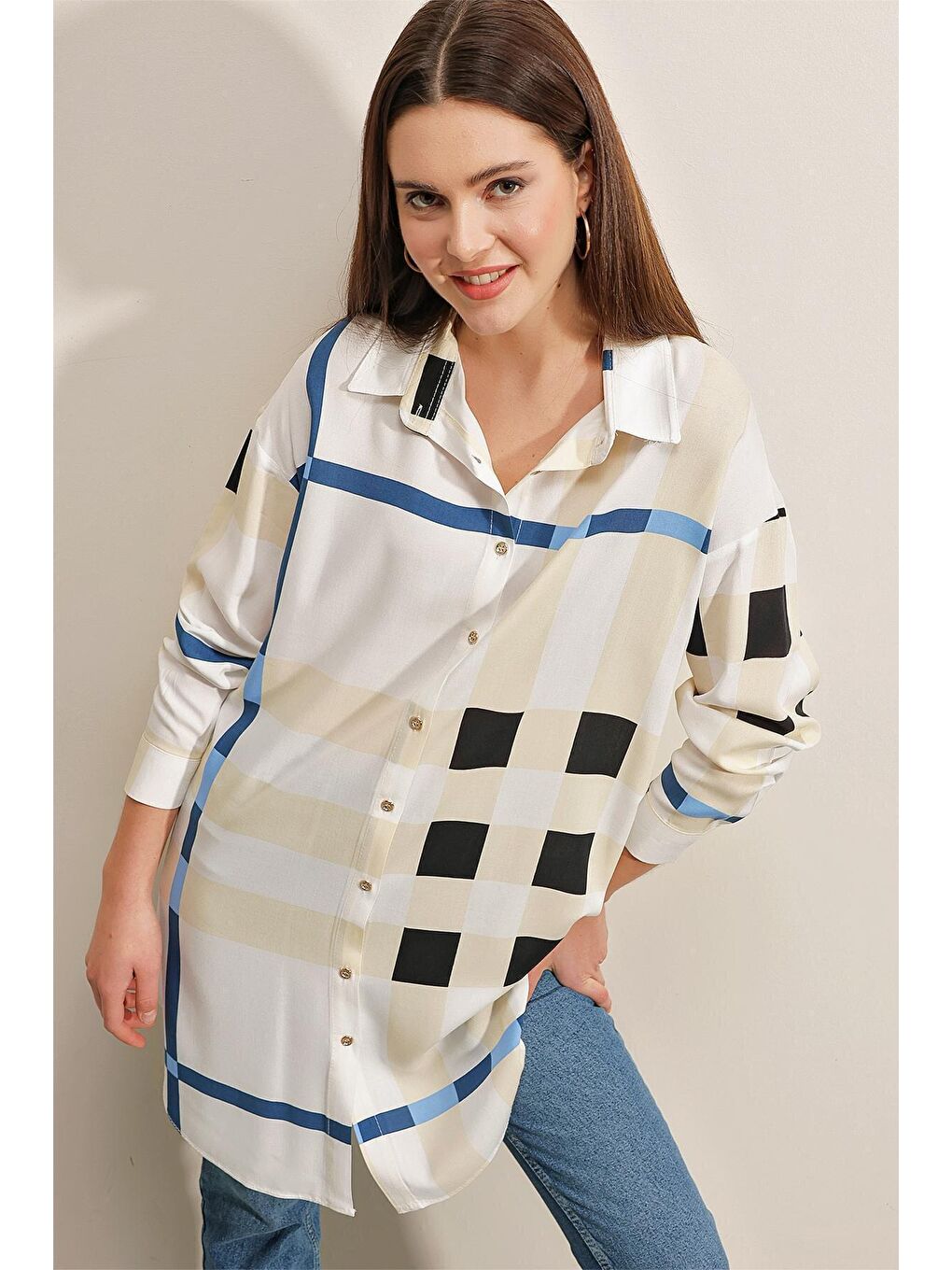 5599 Desenli Tunik - A.Lacivert-4