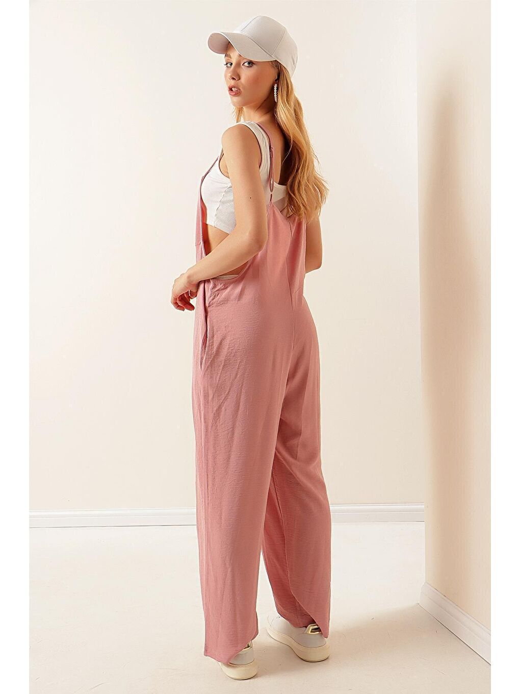 7019 Askılı Bahçivan Tulum - Pembe-5