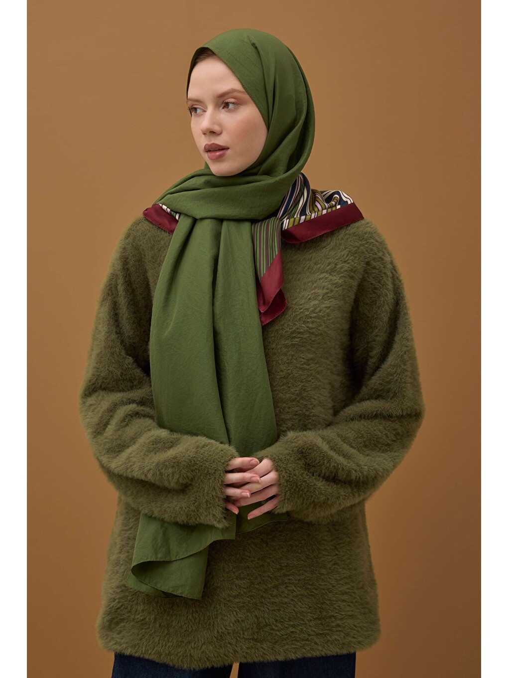 Yeşil Soft Kraş Şal Selvi-3