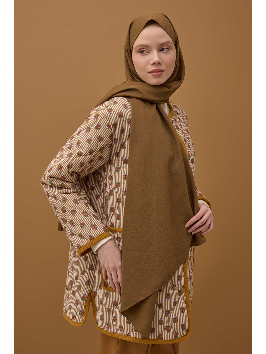 Kahverengi Soft Kraş Şal Sıcak Kahve-2