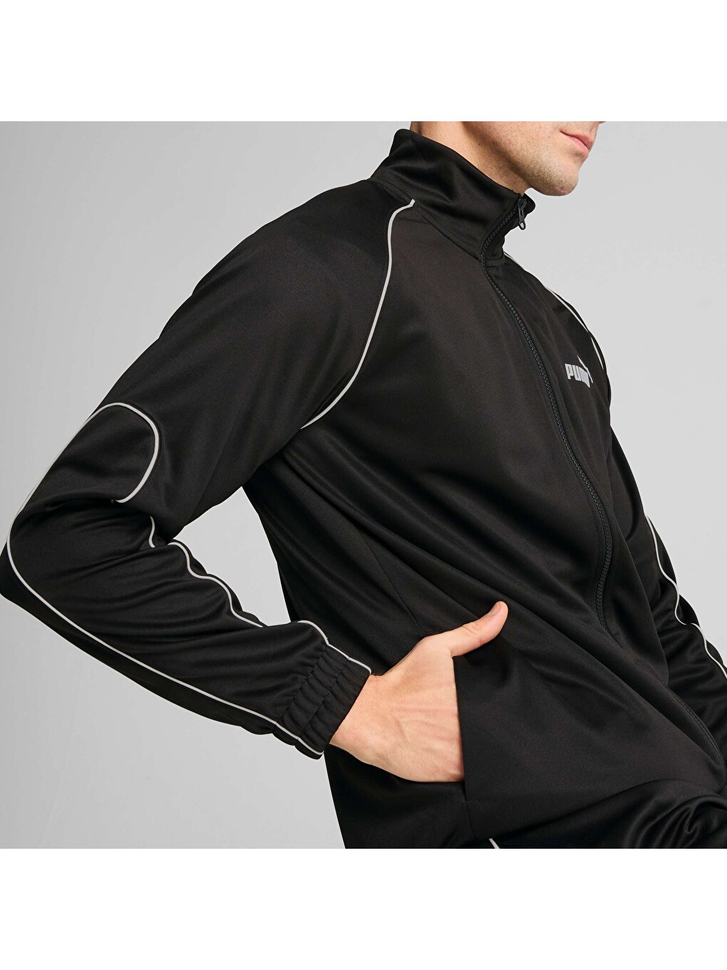 Siyah Erkek Track Fermuarlı Sweatshirt-1
