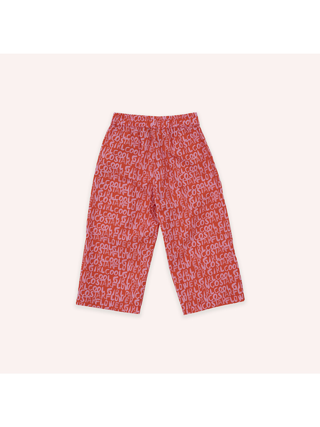 Kırmızı Kız Bebek Beli Lastikli Yazı Baskılı Nar Pantolon-8