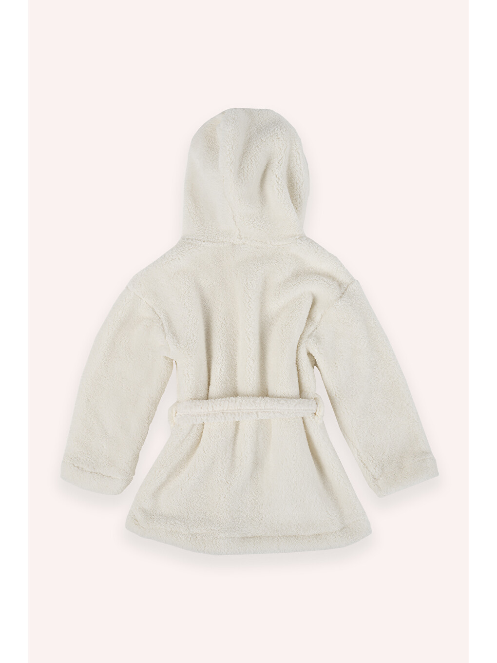 Unisex Pelüş Ekru Sabahlık-2