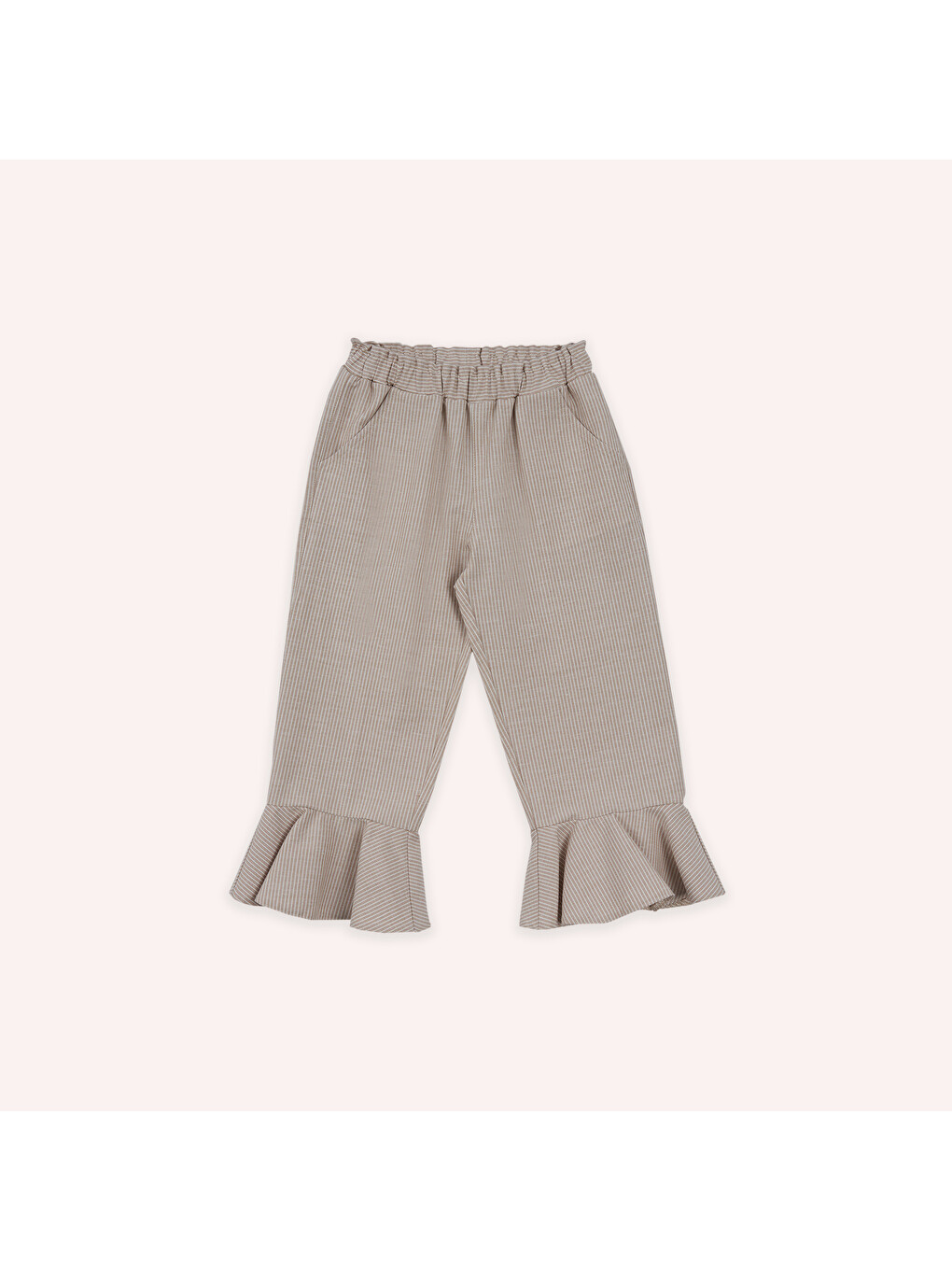 Kız Bebek Paçası Fırfır Detaylı Bej Pantolon-2