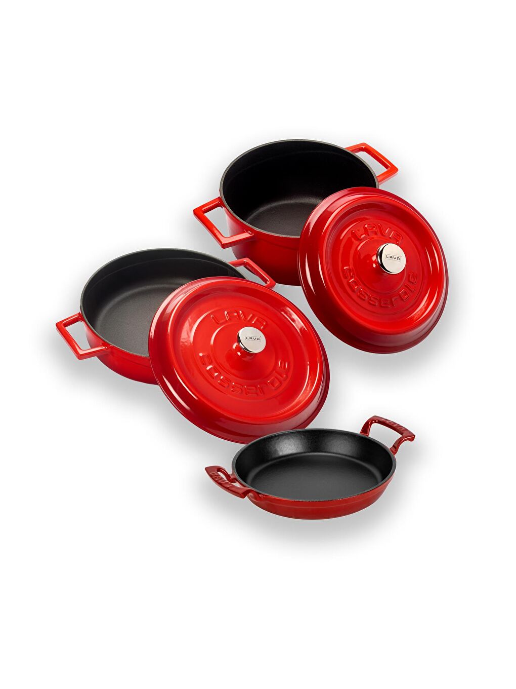 Kırmızı Döküm 3x Trendy Serisi 6 Parça Tencere Seti-1