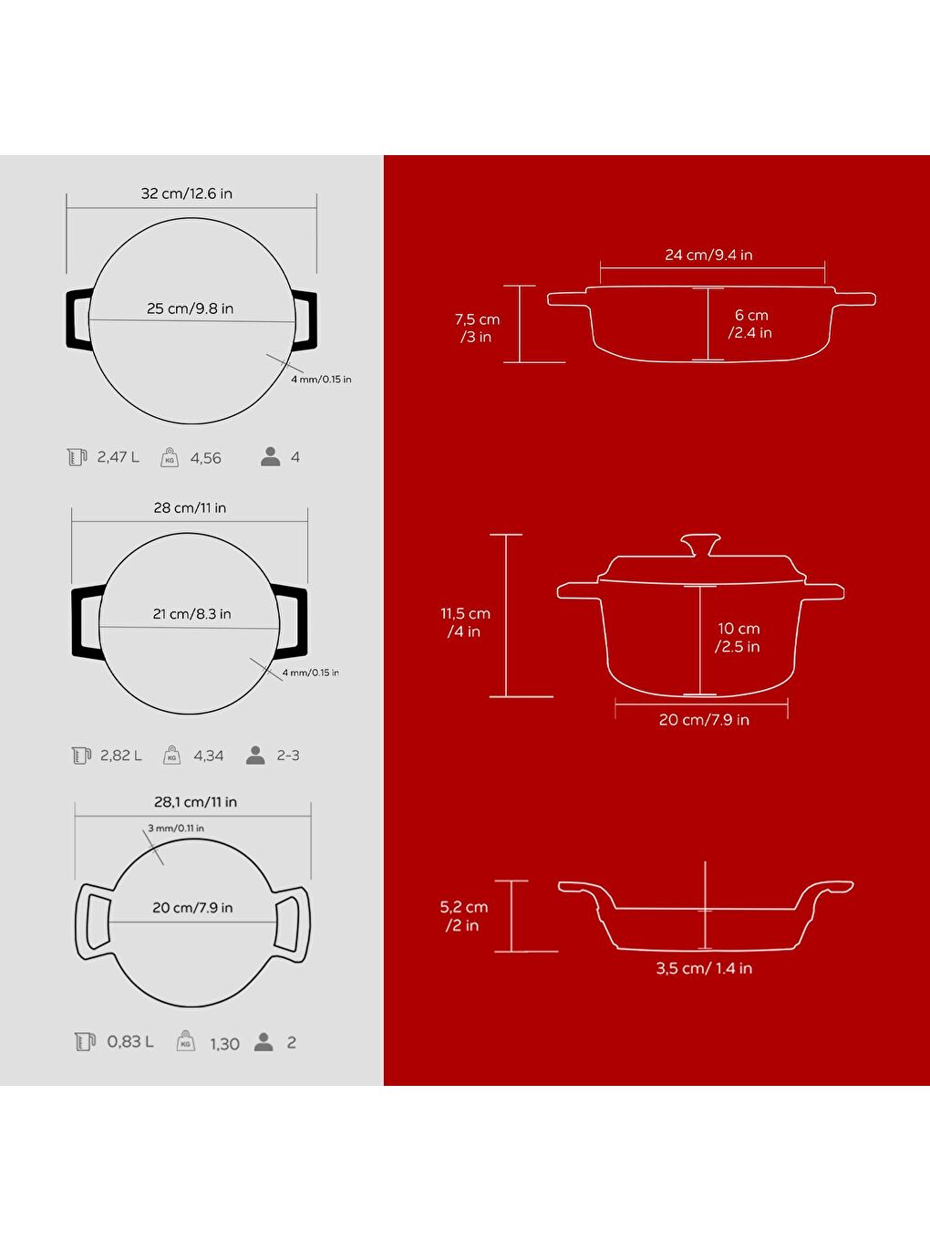 Kırmızı Döküm 3x Trendy Serisi 6 Parça Tencere Seti-3