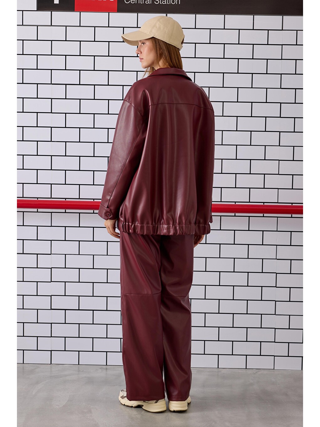 Rahat Kesim Deri Pantolon Bordo-3