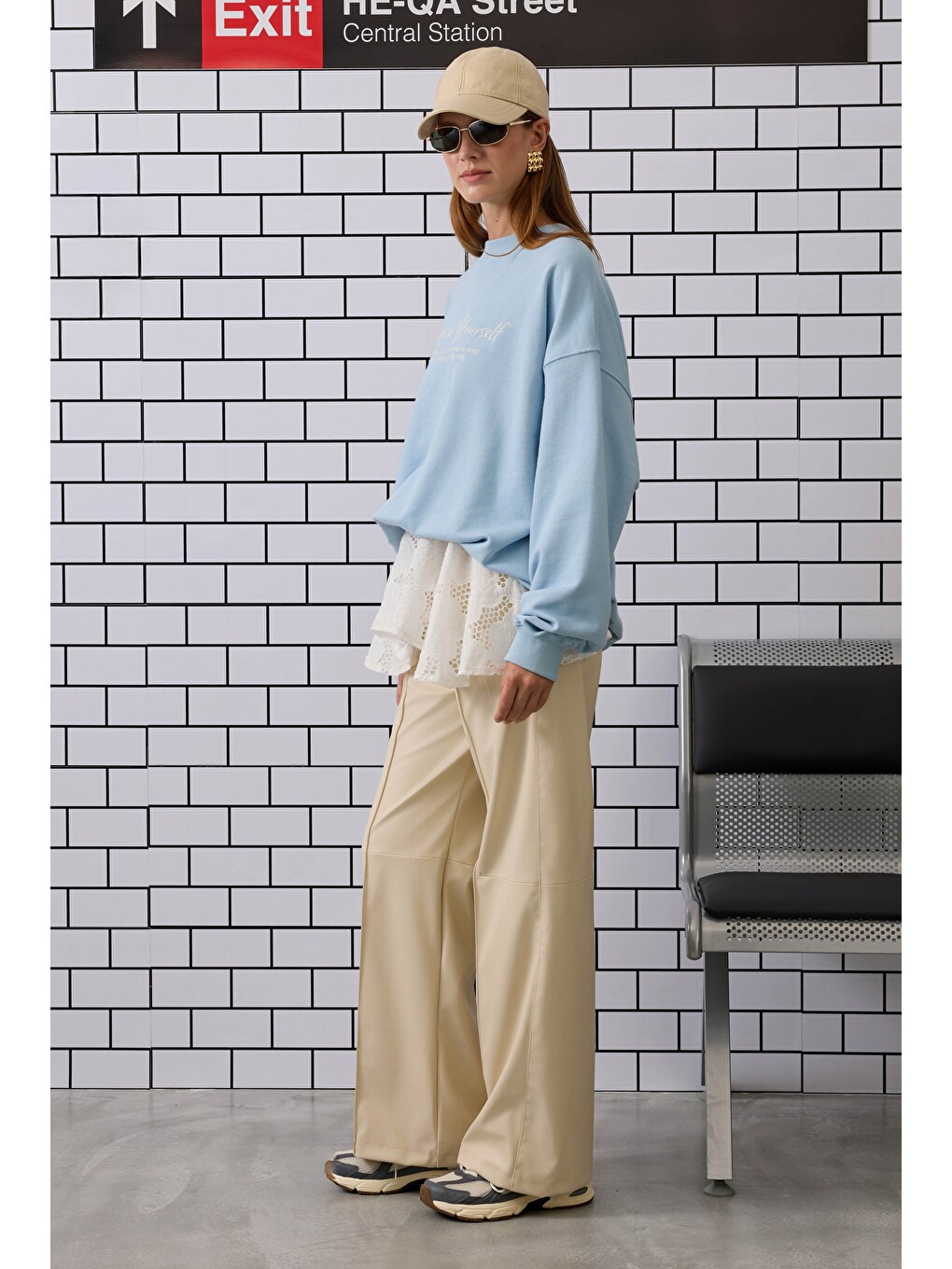 Nakışlı Sweatshirt Bebe Mavi-3
