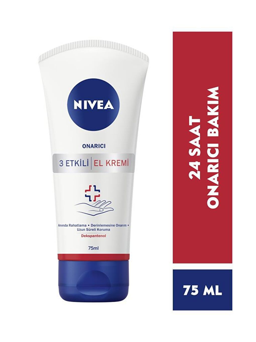 NIVEA Şeffaf 3 Etkili Onarıcı Bakım El Kremi 75 ml, Çok Kuru Eller İçin, 24 Saat Onarıcı Bakım