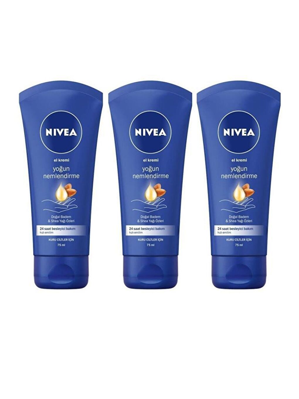 NIVEA Yoğun Ne mlendirici El Kremi 75 ml X3Adet, Doğal Badem Yağı Ve Shea Yağı Özleri