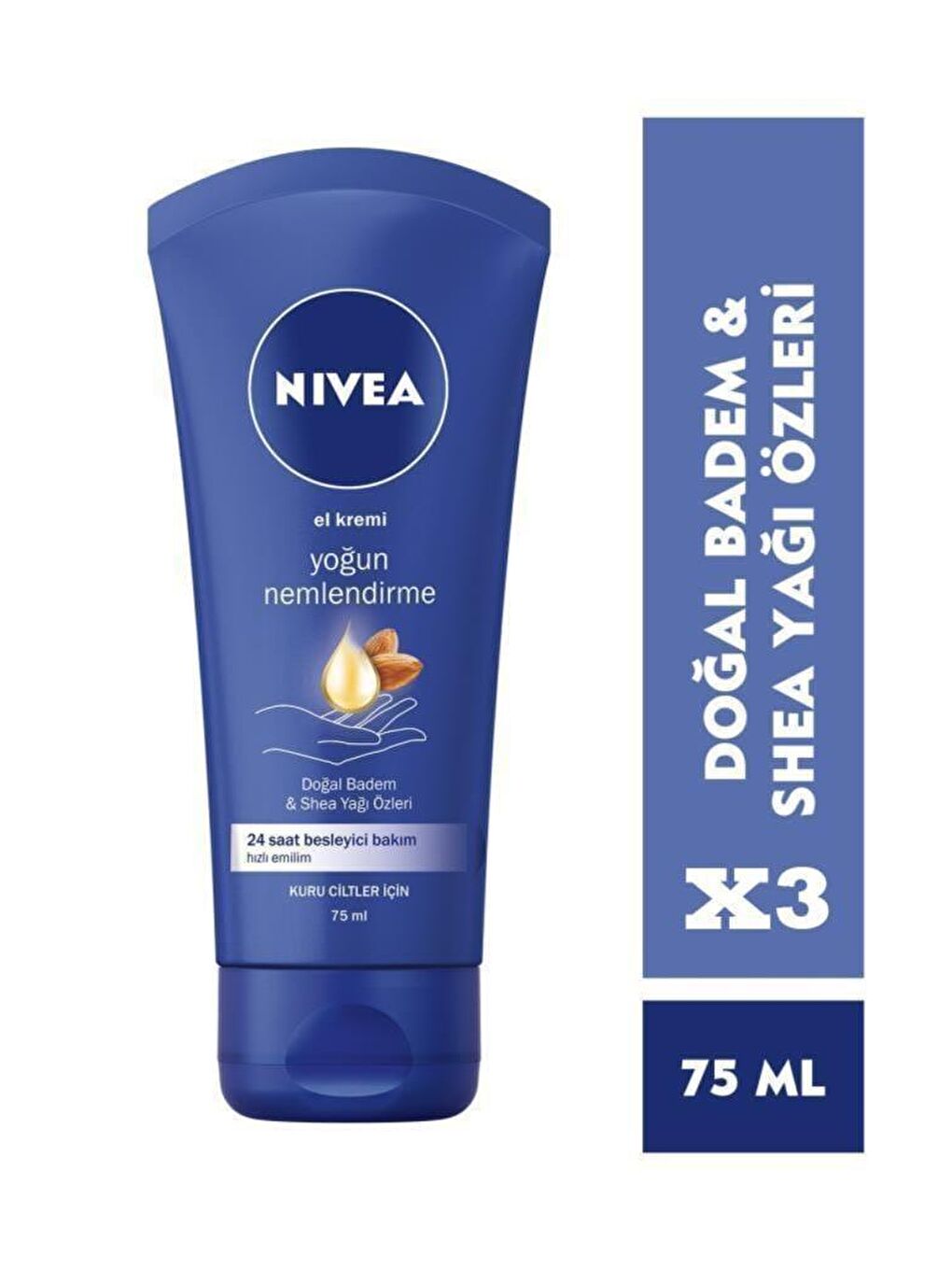 NIVEA Yoğun Ne mlendirici El Kremi 75 ml X3Adet, Doğal Badem Yağı Ve Shea Yağı Özleri - 1