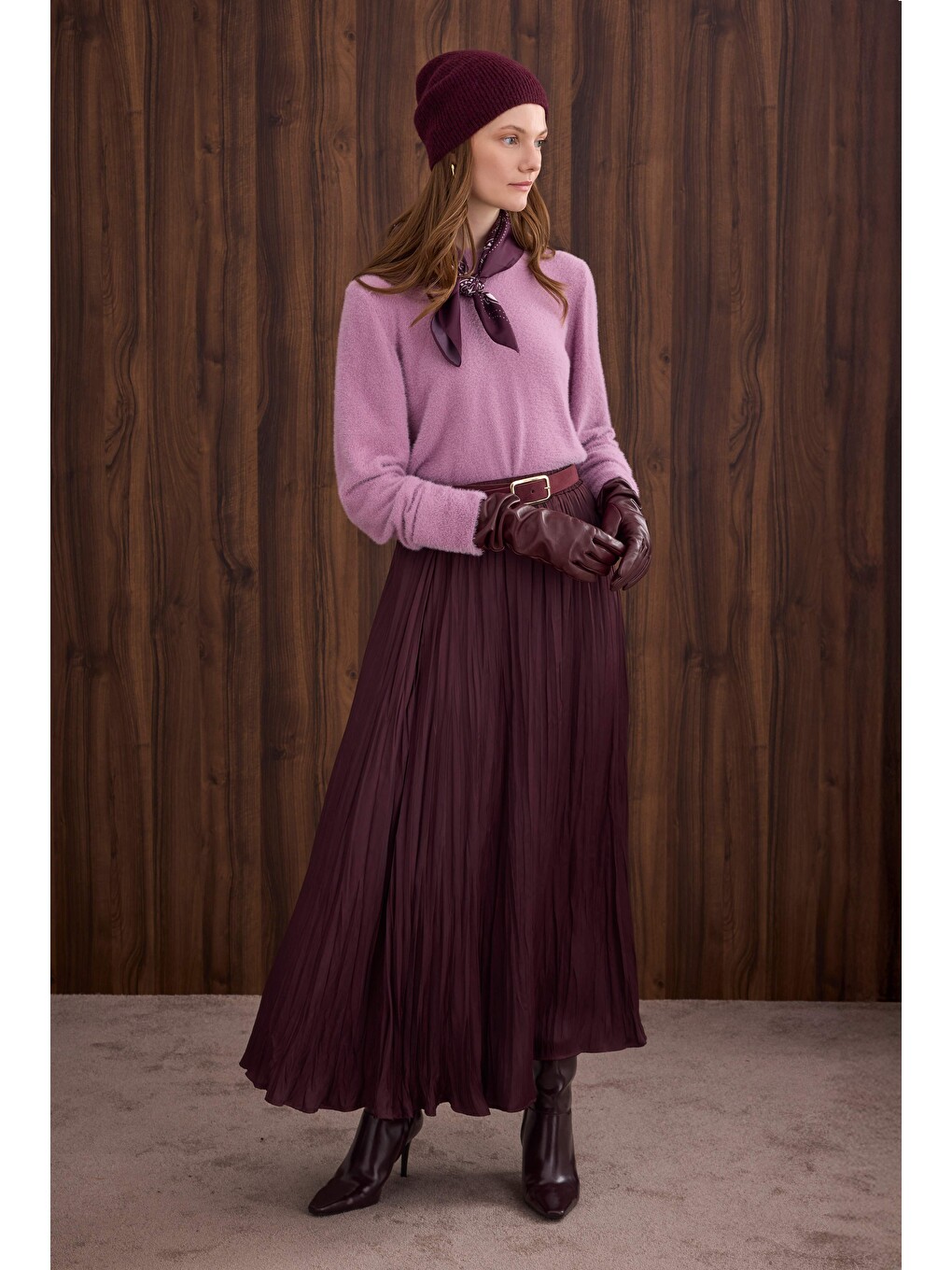 Mor İnce Tüylü Basic Kazak Violet