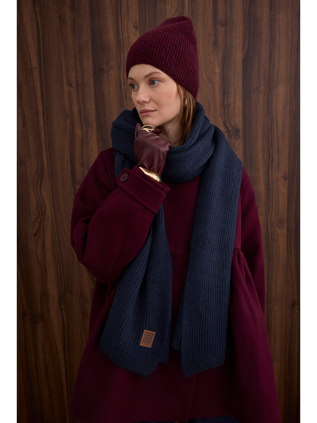 Büzgü Detaylı Kaban Bordo-3