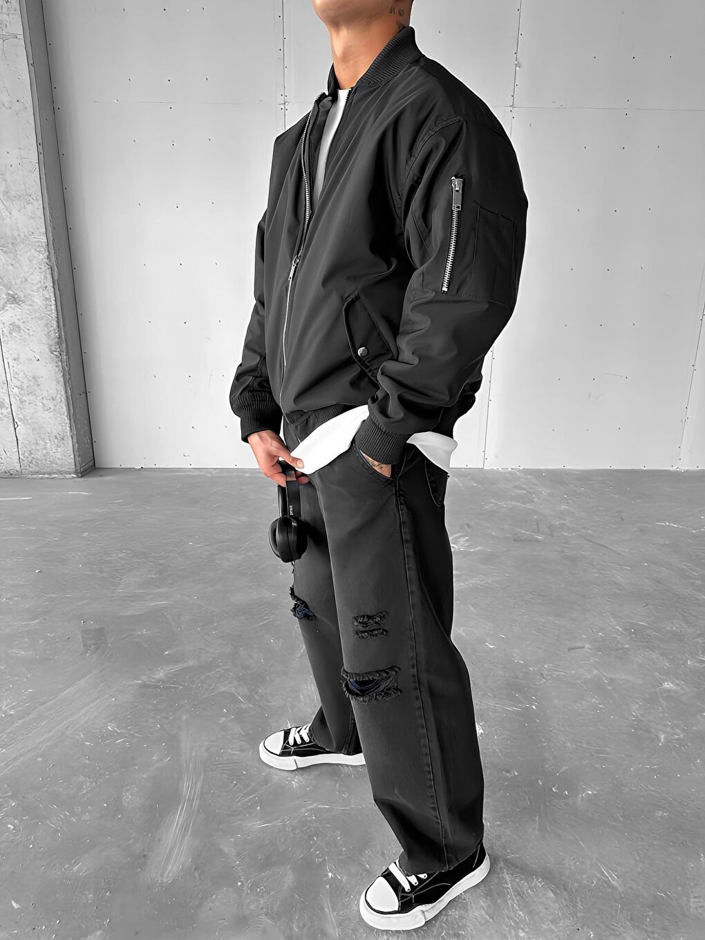 Erkek Basic Bomber Ceket Siyah