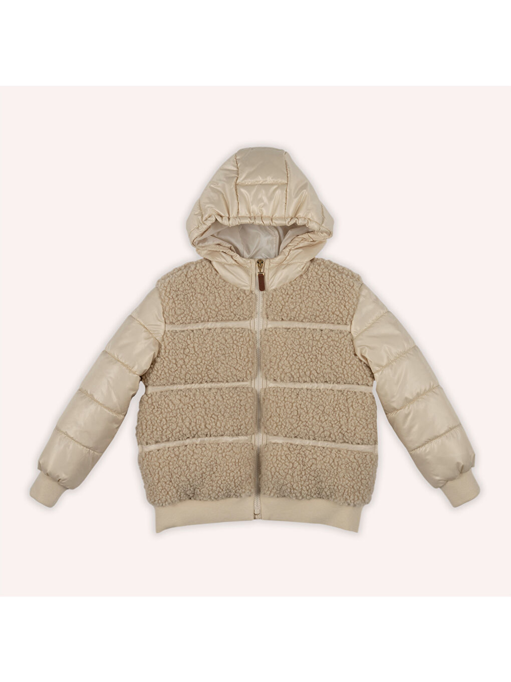 Panço Bej Kız Çocuk Pelüş Detaylı Şişme Mont - 3