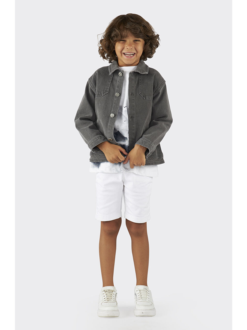 Gri Erkek Çocuk Denim Mont
