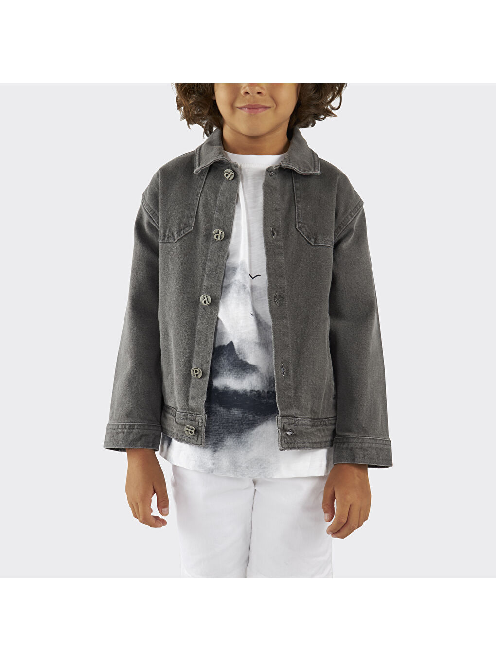 Gri Erkek Çocuk Denim Mont-2