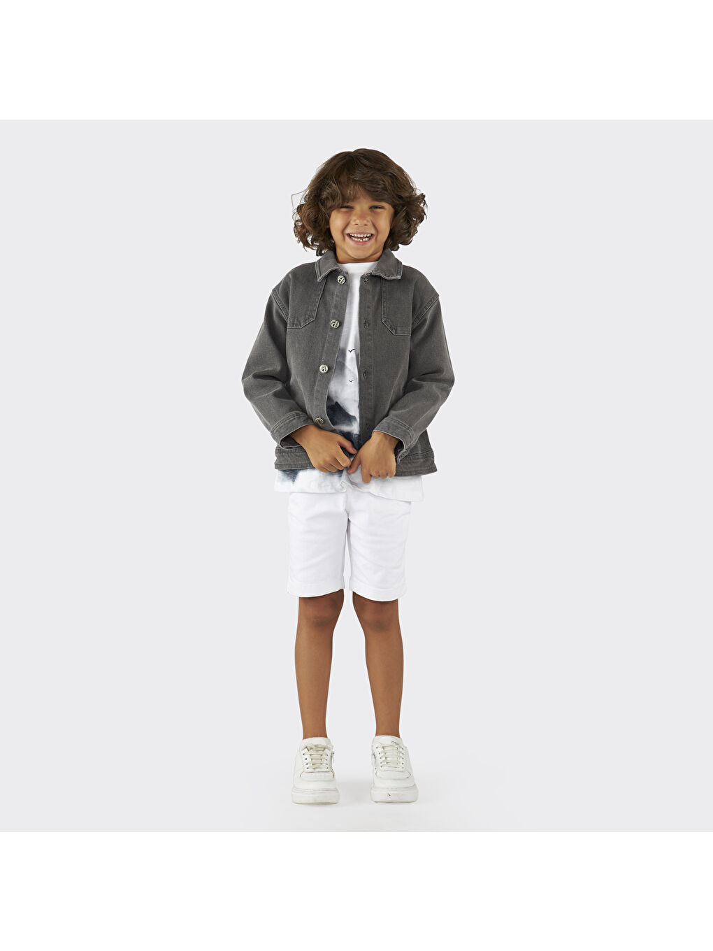Gri Erkek Çocuk Denim Mont-7