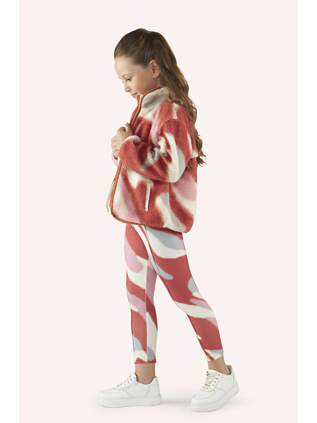 Kırmızı Kız Çocuk Desenli Tayt