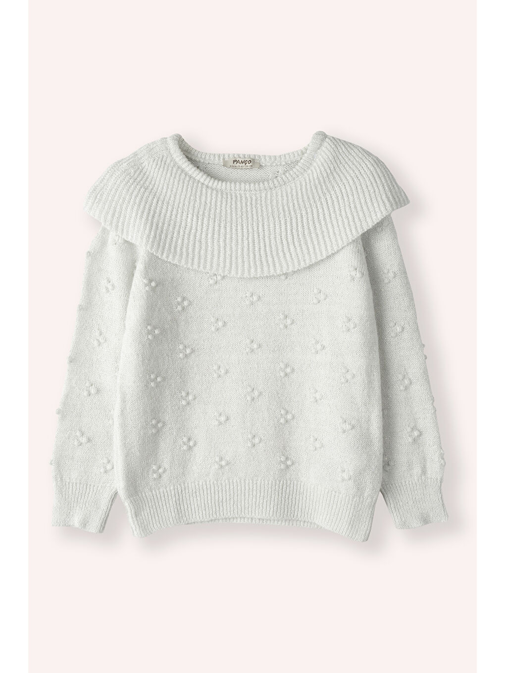 Bej Kız Çocuk Dokulu Triko Kazak-4