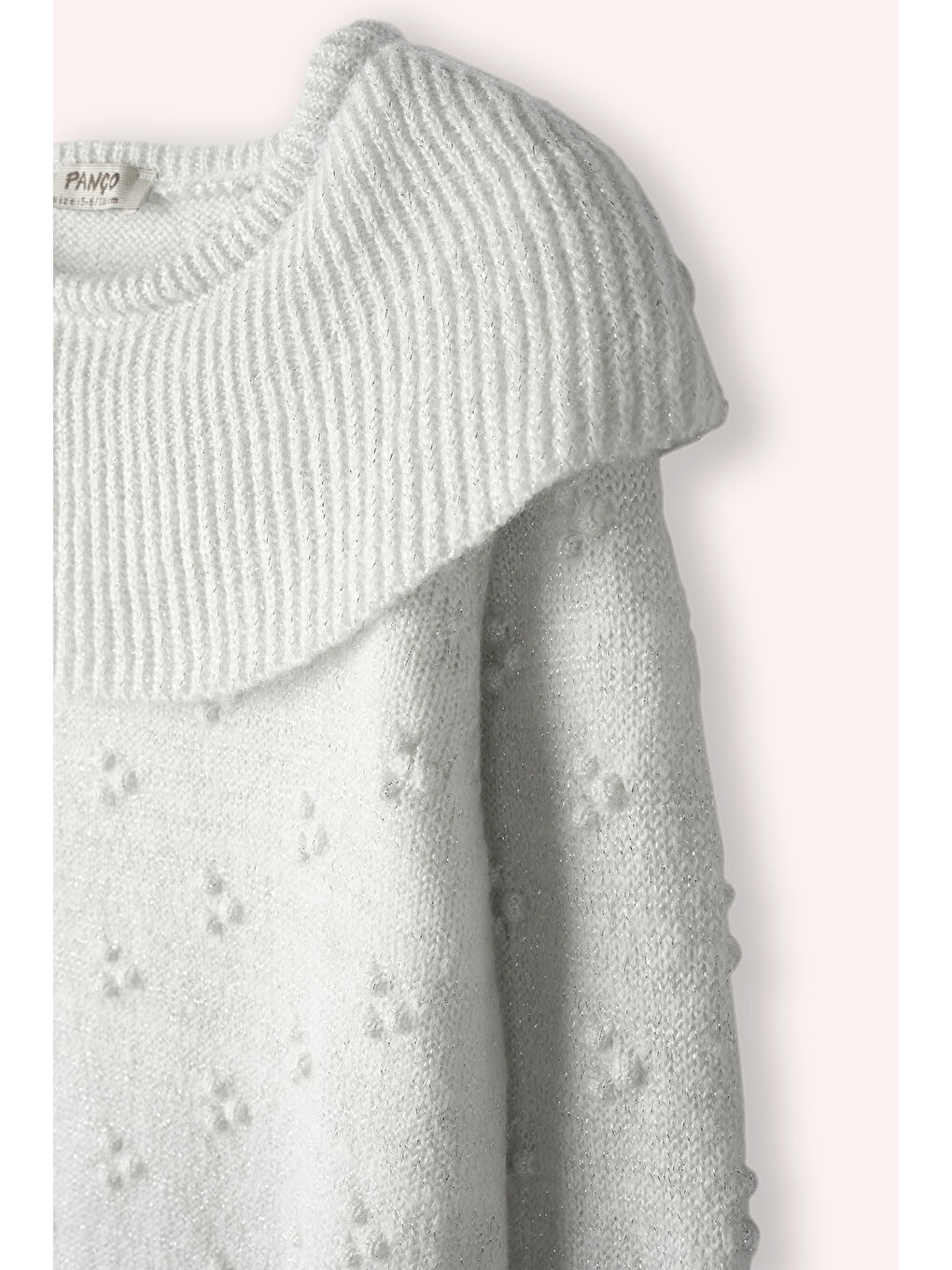 Bej Kız Çocuk Dokulu Triko Kazak-5