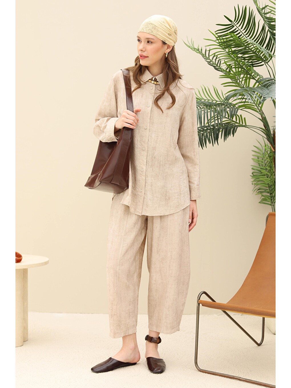 Bej Efektli Basic Takım Soft Kaşmir-3